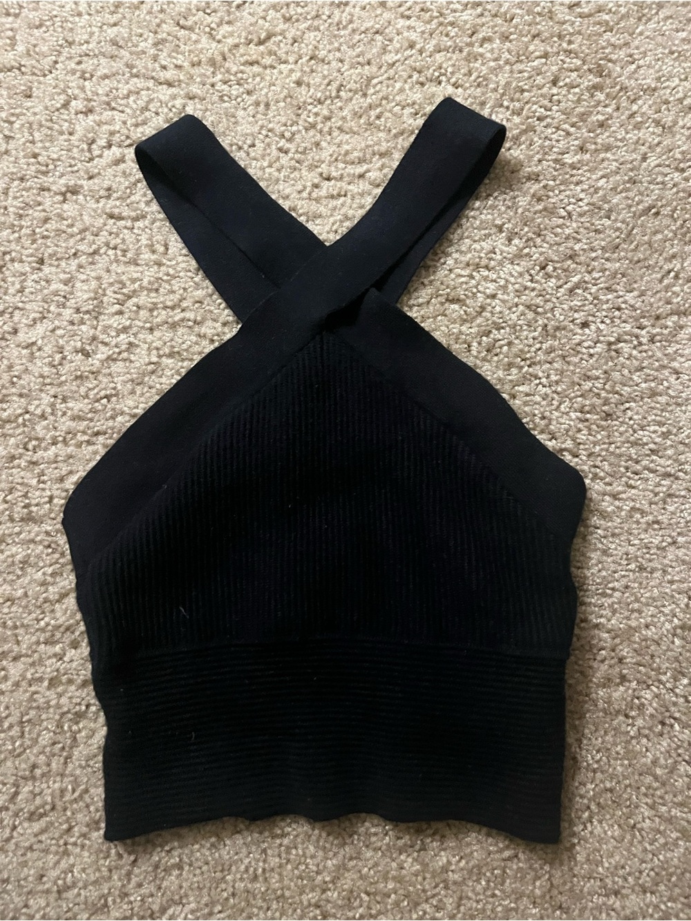 Abercrombie & Fitch Black Ribbed Crossover Halter Tank